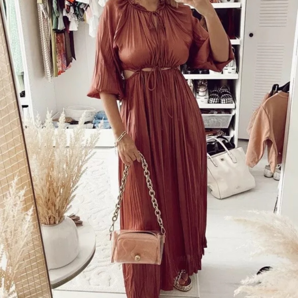 Zara Satin Effect Cut Out Dress - Picture 5 of 13